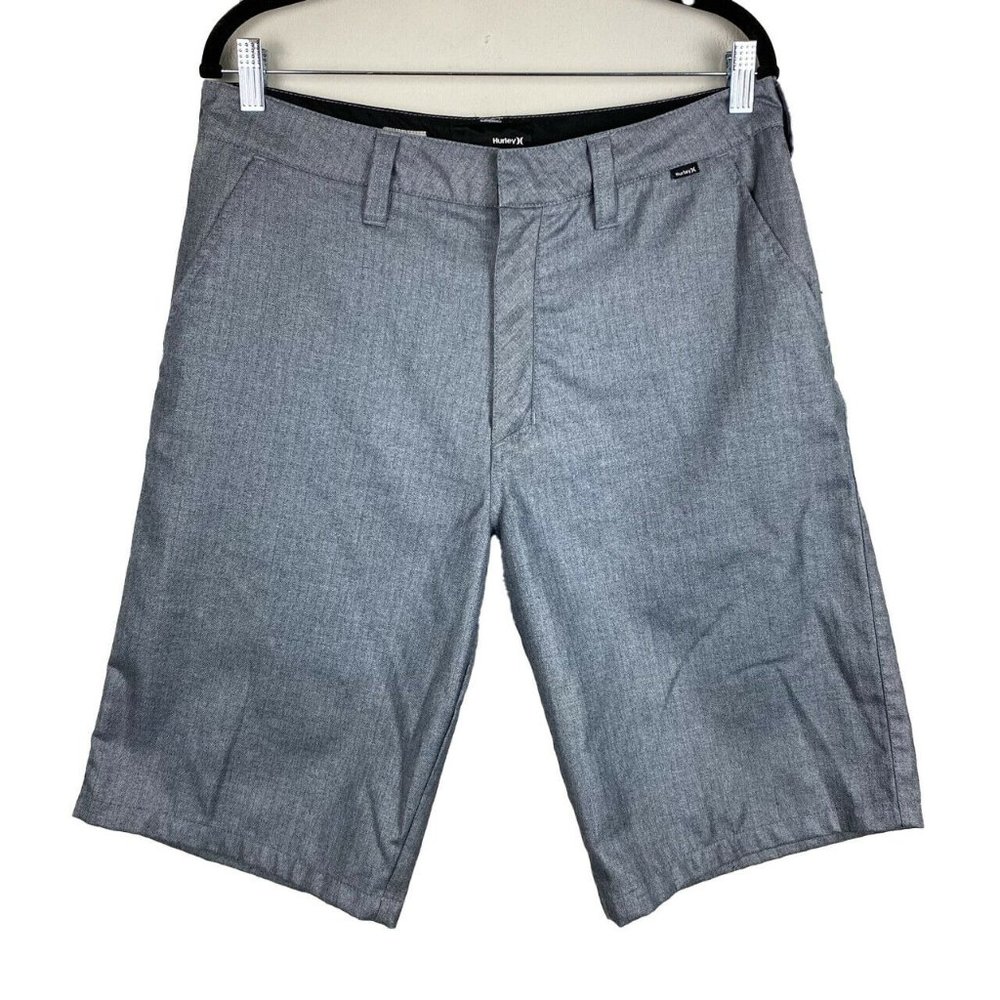 Hurley Buckle Mens 32 Gray Flat Front Shorts 11.5" Inseam Polyester Viscose